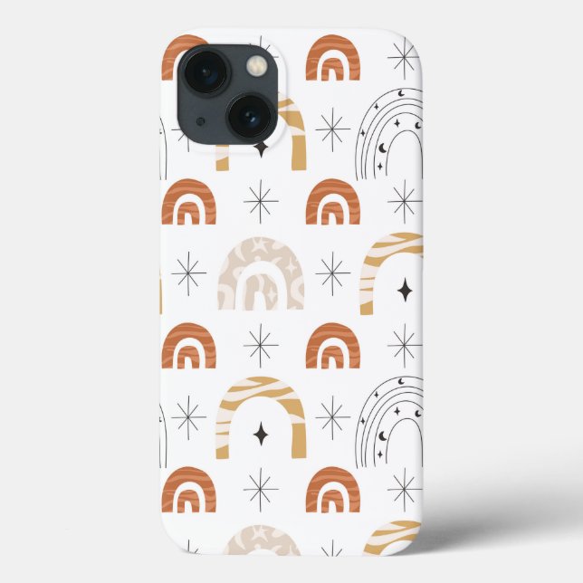 Boho retro rainbow line art moon stars  Case-Mate iPhone case (Back)