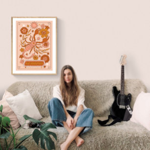Boho Retro Scorpio Zodiac Poster