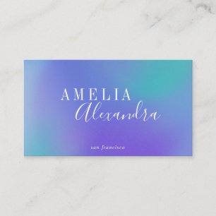 Boho Retro Script Abstract Gradient Purple Blue Business Card