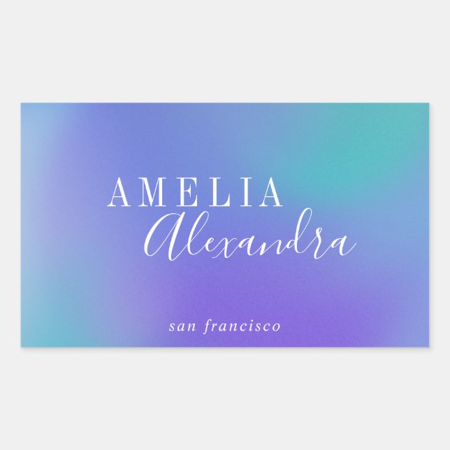 Boho Retro Script Abstract Gradient Purple Blue Sticker (Front)