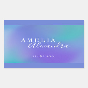 Boho Retro Script Abstract Gradient Purple Blue Sticker