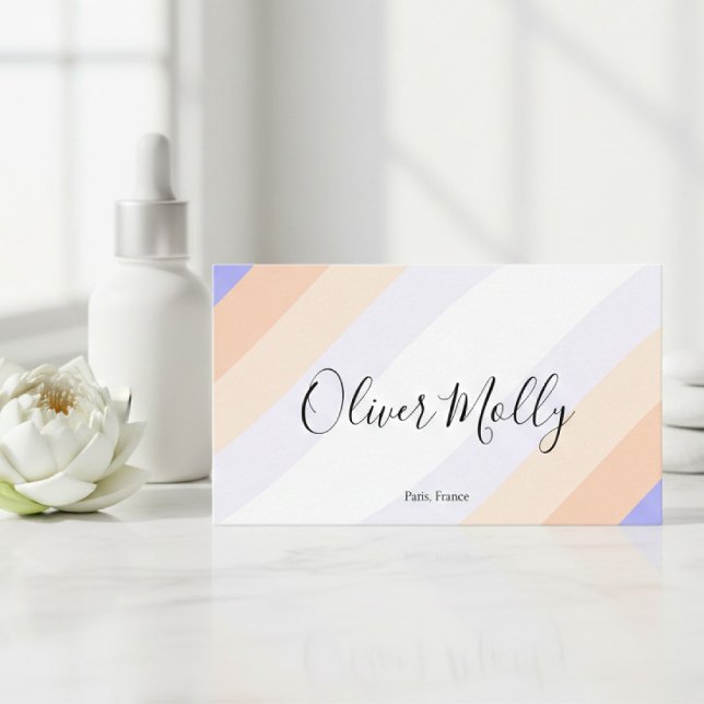 Boho Retro Script Abstract Wavy Lines Pastel Business Card (Creator Uploaded)