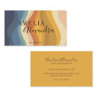 Boho Retro Script Abstract Wavy Lines Yellow Blue