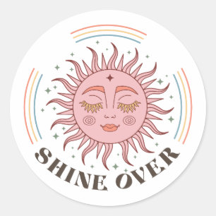 Boho Retro Sun Shine Classic Round Sticker