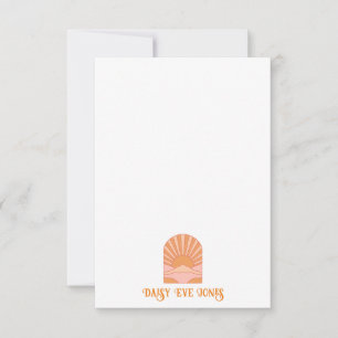 Boho Retro Sunrise Flat Note Card