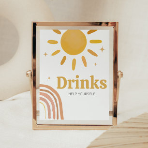 Boho Retro Sunshine Baby Shower Drinks Poster