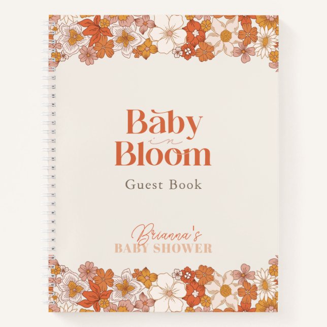 Boho Retro Super Floral Baby shower Livre d'or (Devant)