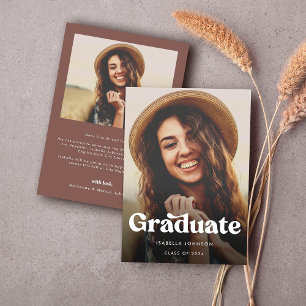 Boho Retro Typography Photo Graduation Announcement
