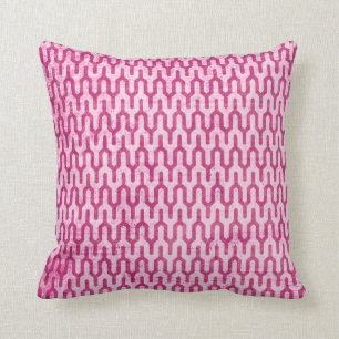 Boho Retro Weave Pattern in Pinks Throw Pillow