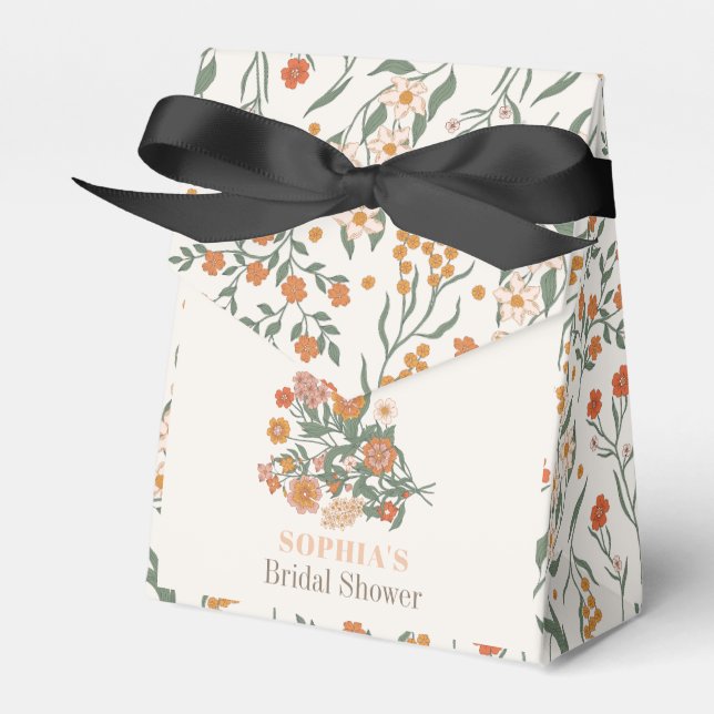 Boho Retro Wildflower Bridal Shower Favor Box (Front Side)