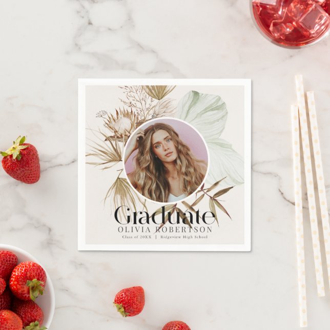 Boho Reviera Photo Graduation Napkin (Insitu)