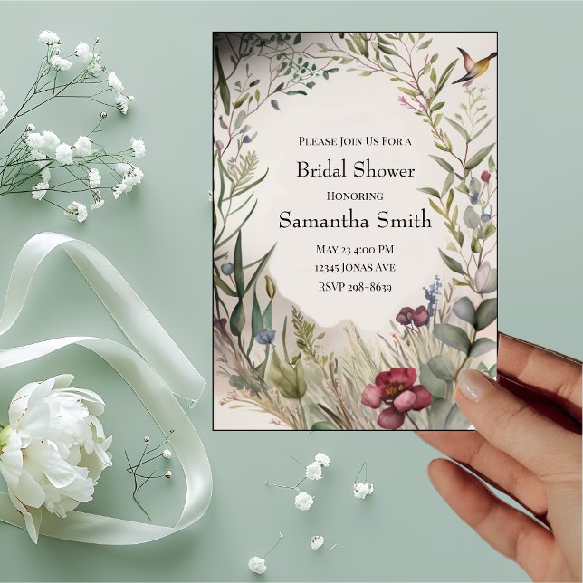 BOHO Ring of Flowers and Branches Bridal Shower  Invitation (Creator Uploaded)
