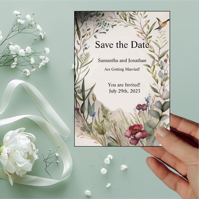 BOHO Ring of Flowers Branches Save the Date Card (Creator Uploaded)