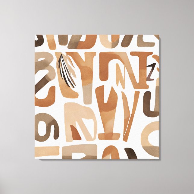 Boho Rock alphabet Botanical art style Modern Canvas Print (Front)