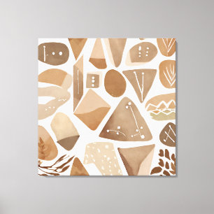 Boho Rock Leaf Botanical art style Simple Modern Canvas Print