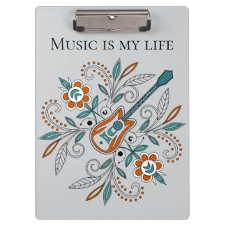Boho Rock’n’Roll guitar with flowers Clipboard