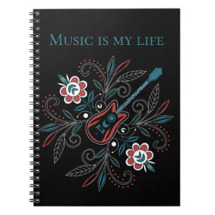 Boho Rock’n’Roll guitar with flowers Notebook