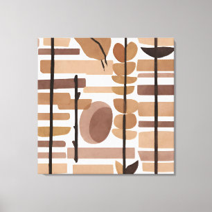 Boho Rock Polygon Leaf Botanical art style Modern Canvas Print