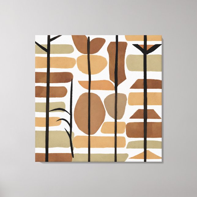 Boho Rock Polygon Leaf Botanical art style Modern Canvas Print (Front)