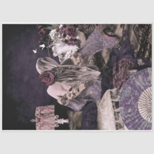 Boho Room Portrait Woman Kitten Floral Tissue Paper