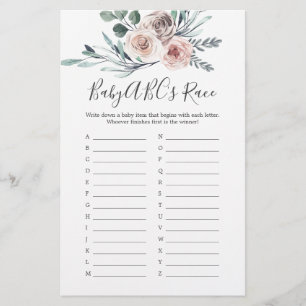 Boho Rose Baby Shower Baby ABC's Race Game
