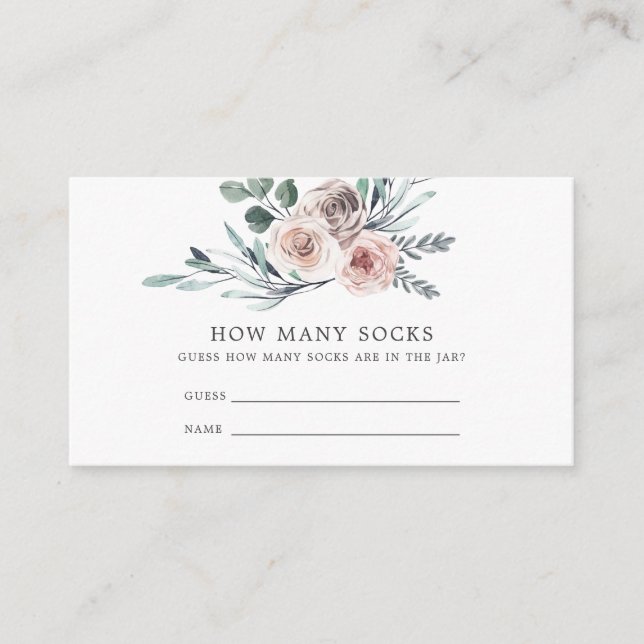 Boho Rose Baby Shower Guess How Many Socks Card (Front)