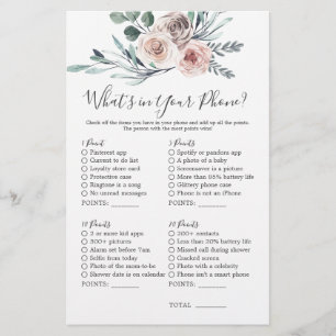 Boho Rose Baby Shower What's in Your Phone