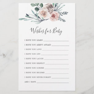 Boho Rose Baby Shower Wishes For Baby Card