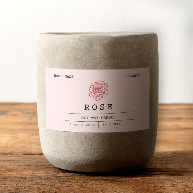 Boho rose doux Rose Kraft Étiquettes de bougie (Soft Pink Floral Boho Rose Kraft Candle Labels, Candle Stickers)