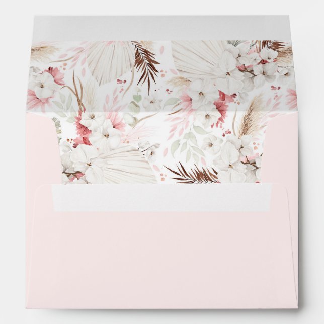 Boho Rose Fleurs Blanches Votre Enveloppe D'Adress (Dos (Bas))
