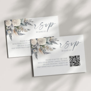 Boho Rose Floral QR Code Mariage RSVP Carte