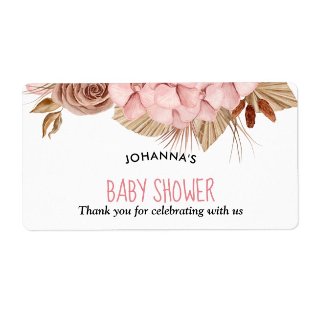 Boho Rose Florals | ÉTIQUETTE MERCI BABY SHOWER (Devant)