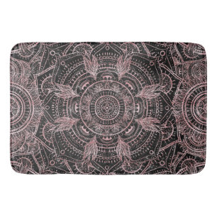 Boho Rose Gold Gray Mandala Elegant Design Bath Mat