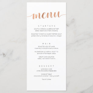 Boho Rose Gold Wedding Menu