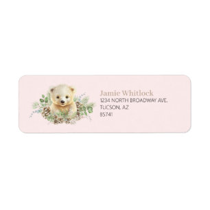 Boho rose Hiver Ours polaire Adresse de retour Lab