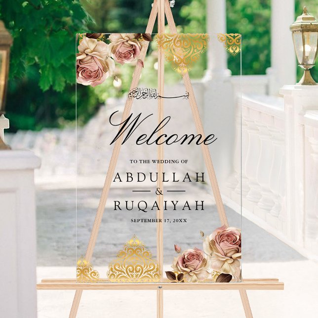 Boho Rose Motif Cream Muslim Wedding Welcome (Créateur téléchargé)