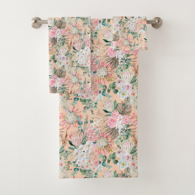 Boho Rose Peach Blanc Floral Eucalyptus tendance (En situation)