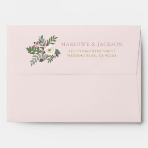 Boho Rose Pink Moody Floral Lined Wedding Envelope
