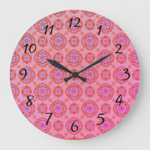 Boho rose violet bleu Motif Acrylique Horloge mura