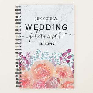 Boho Rose Watercolor Burnt Orange Wedding Planner