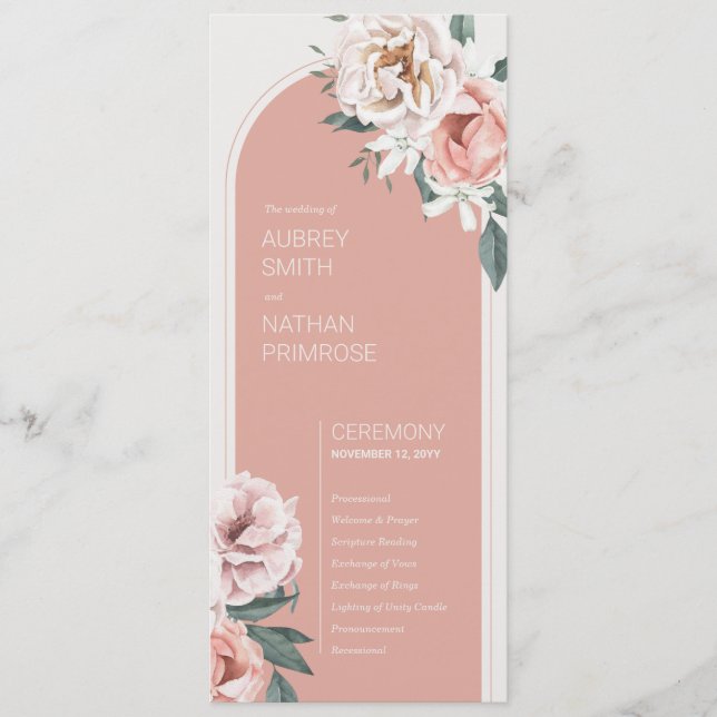Boho Rose Wedding Programme (Devant)