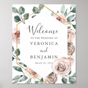 Boho Rose Wedding Welcome Sign