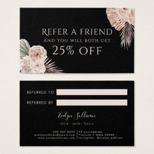 Boho roses black referral card