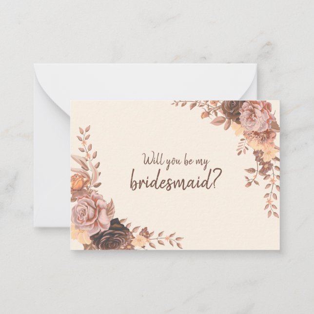 Boho Roses Bridesmaid Proposal Card (Back)
