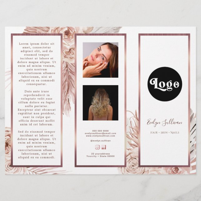 Boho Roses Elegant Brochure (Front)