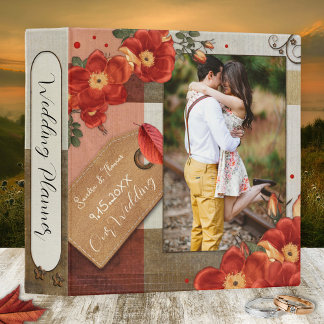 Boho Roses Terra Cotta Photo Wedding Binder