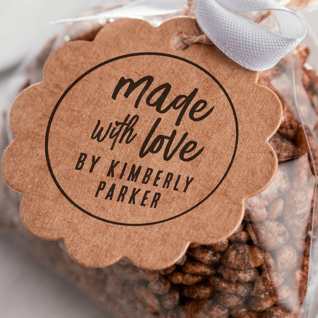 Boho Round Made With Love Handmade By Custom Name Rubber Stamp (Creator Uploaded)