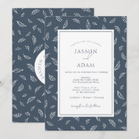 Boho Royal Blue Opulence Leaves Photo Wedding