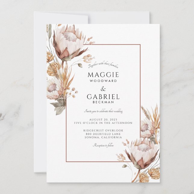 Boho Russe Fleur sauvage Faire-part de mariage (Devant)