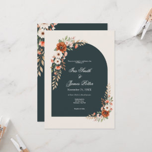 Boho Rust and White Daisy Wedding Invitation